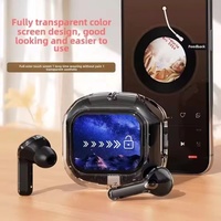 Écouteurs sans fil Airmax True Wireless avec étui transparent, écran LCD couleur tactile intelligent, réduction de bruit TWS, écouteurs stéréo