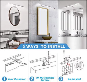 Howlighting IP44 Montado en espejo Controlador incorporado 300mm 500mm Cromo pulido Gabinete de baño Lámpara de espejo LED de plástico - Product Image 6