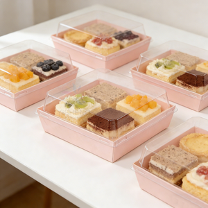 Caja de Embalaje para Charcutería al por Mayor con Ventana, Caja Rosa para Tiramisú, <span class=keywords><strong>Donuts</strong></span>, Postres, Mousse y Pasteles con Tapa Transparente, Caja para Entrega de Pasteles - Product Image 6