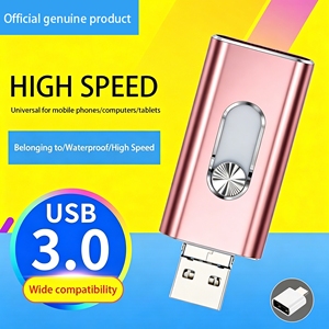 Cross-Border Four-In-One Push-Pull Metal U Disk for Android Pingguo Type-<b>C</b> 3.0 <b>USB</b> Large-Capacity 128G Mobile Phone <b>USB</b> - Product Image 1