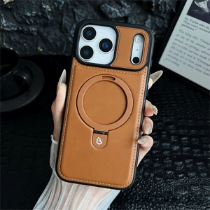 เคสโทรศัพท์มือถือหนัง PU พร้อมขาตั้งโลหะพับได้ รุ่นใหม่ สำหรับ iPhone 17 16 14 13 12ProMax 15Plus ป้องกันแรงกระแทก ฝาหลังแม่เหล็ก - Product Image 1