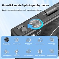 Caméra numérique de poche portable 5K 75MP avec écran rabattable de 3,0'' et zoom numérique 18x, mini caméscope avec transmission Wi-Fi