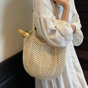 Bolso de Hombro Calado de Verano 2026, Bolso de Mano de Gran Capacidad, Bolso de Playa de Moda para Mujer, Tejido de Algodón - Product Image 2