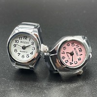 Modernos Anillos de Reloj de Cuarzo Plateados en Miniatura, Unisex, para Regalo de Boda o Fiesta, con Esfera Vibrante y Colorida y Correa Elástica