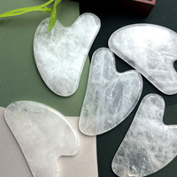 Planche à Gratter Gua Sha en Quartz Transparent avec Logo Personnalisé, Pierre Gua Sha en Forme de Cœur, Outil Facial Naturel en Quartz Clair
