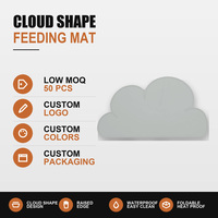 Tapis d'alimentation pour animaux de compagnie en silicone en forme de nuage gris clair