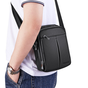 <span class=keywords><strong>2022</strong></span> hommes personnalisé affaires rétro en cuir sac de messager en cuir véritable doux décontracté extérieur noir sac à bandoulière pour le travail - Product Image 6