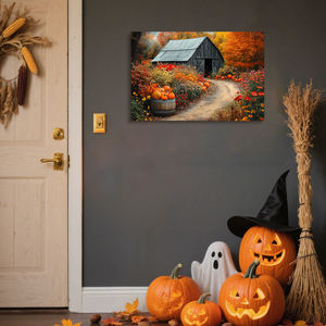 Looife Halloween automne ferme toile mur Art-rustique grange et citrouille <span class=keywords><strong>chemin</strong></span> scène, <span class=keywords><strong>campagne</strong></span> décor à <span class=keywords><strong>la</strong></span> maison - Product Image 3