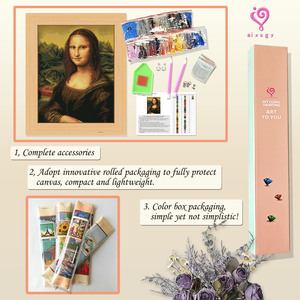 Kit d'art DIY 2026 en gros, Peinture Diamant Mona Lisa Portrait, Perles carrées, Encadré, Style Classique - Product Image 3