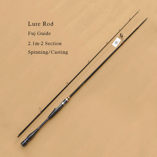 Fishing Tackle Freshwater Saltwater Fuji Guide 2 Section Carbon Spinning Casting Carbon Fishing Lure Rod with EVA Handle