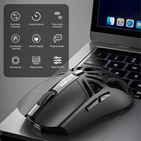 RS8 Mouse Gaming nirkabel Mini, dengan Sensor optik 6 tombol desain ergonomis dapat disesuaikan pencahayaan RGB DPI 70g bodi sangat ringan