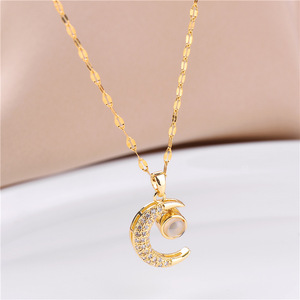 Nouveauté : Collier de créateur de marque, bijoux de luxe en acier inoxydable plaqué or 18 carats avec pendentif lune pour femme, fabrication de bijoux - Product Image 3