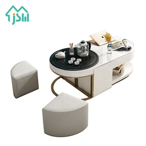 Hot Sale Modern Functional Induction Heating Plate <strong>Storage</strong> <strong>Tables</strong> <strong>Oval</strong> White <strong>Coffee</strong> <strong>Table</strong> <strong>with</strong> Chairs - Product Image 6
