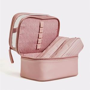 Sac de rangement de maquillage portable de voyage à grande capacité, double couche, transparent en PVC, sac de toilette pour femme, trousse de cosmétiques - Product Image 3