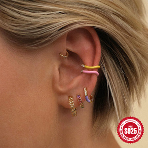 Pendientes irregulares de gota de aceite de 925 Plata de Ley Rainbowking, pendientes de Toba coloridos de verano para mujer, Pendientes chapados en oro de 18 quilates - Product Image 3