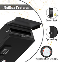 Boîte aux lettres intelligente avec mot de passe dynamique, déverrouillage à distance Bluetooth, boîte aux lettres intelligente étanche pour l'entrée de la maison