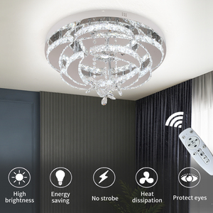 Lustre de luxe pour la décoration de la maison, luminaire de plafond en acier inoxydable et cristal pour salle à manger - Product Image 2