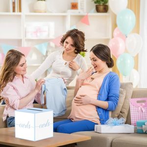 Boîte à cartes pour fête ; Boîte pour cartes bleue ; Urne à cartes pour baby shower, révélation du sexe, mariage, fête prénuptiale, anniversaire - Product Image 3