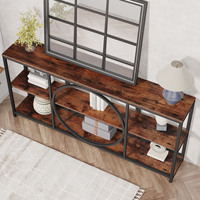 Console industrielle extra-longue de 71 pouces avec 3 étagères pour couloir étroit ou salon