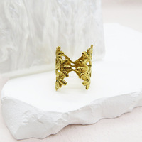 Nouvelle bague en acier inoxydable style européen et américain, motif feuille de coquillage, pour femme, style rétro, à extrémité ouverte, tendance, polyvalente, cercle géométrique