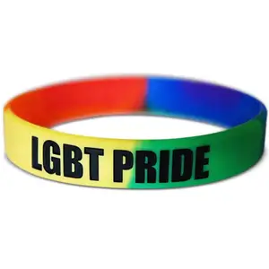 LGBT彩虹字母运动手镯同性恋骄傲硅橡胶腕带