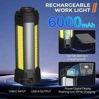 Lampe de travail LED rechargeable XHP50 lumineuse avec support, 6000 mAh, trépied portable détachable, lampe de camping sans fil pour réparation automobile