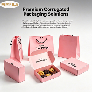 Custom Logo Pink <strong>Cookie</strong> <strong>Box</strong> with Matching Smile Paper Bag, Recycled Cardboard Bakery Packaging Set for <strong>Cookies</strong> &amp; Treats - Product Image 4