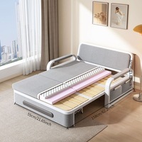 Canapé-lit pliable en métal de conception chinoise, revêtu de lin, pour salon et projets hôteliers, vente en gros