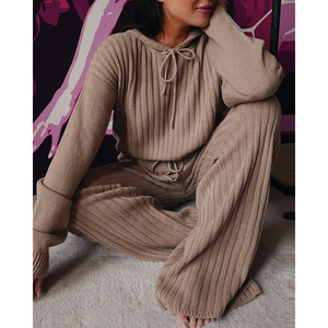 Yiwu Youke abbigliamento donna autunno 2023 donna autunno felpe con cappuccio e felpe tinta unita taglie forti da Jogging felpa Casual in maglia con cappuccio - Product Image 4