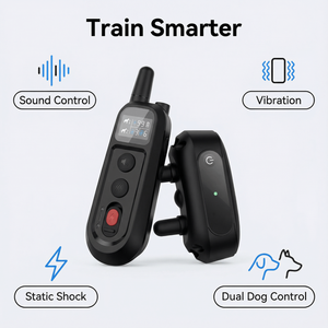 दूरस्थ 3 मोड ध्वनि कंपन के साथ कुत्ते प्रशिक्षण कॉलर ध्वनि कंपन झटका दोहरी कुत्ते नियंत्रण 2 रिसीवर 1 ट्रांसमीटर दूरस्थ प्रशिक्षण - Product Image 3