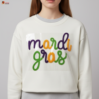 Patchs thermocollants personnalisés en chenille moelleuse pour enfants, grandes lettres et fleurs, pour vêtements, style Mardi Gras