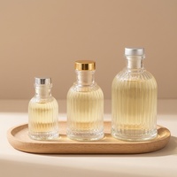 Bouteille diffuseur de parfum en verre transparent rond vide avec bouchon, 30ml, 80ml, 200ml, pour décoration élégante de la maison