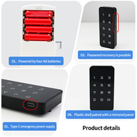 Serrure de porte de placard électronique à clavier ABS noire avec mode public/privé et sécurité de niveau A pour usage domestique ou professionnel