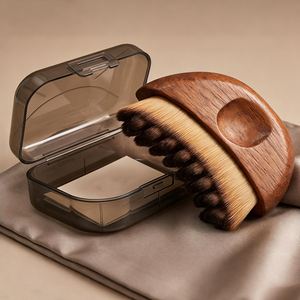 Brosse faciale lymphatique en bois avec logo personnalisé, poils synthétiques doux, brosse de massage <span class=keywords><strong>pour</strong></span> drainage lymphatique avec boîte cadeau et pochette en satin - Product Image 4