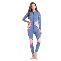 DIVESTAR Jaket Selam Wanita Ukuran Besar 2mm Neoprena Tahan Air Bernapas Lengan Panjang Atasan Celana untuk Aerobik Air dan Menyelam