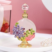 Bouteille de parfum en métal avec fleur de chrysanthème arabe verni, huile essentielle, flacon compte d'usine, dépoli, rechargeable, 30ml, n ° 30202