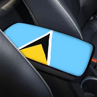 Coussin d'accoudoir de voiture fin avec imprimé du drapeau national de Sainte-Lucie, protection confortable pour la plupart des automobiles