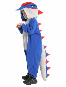 Costume da Dinosauro per Bambini - <span class=keywords><strong>Pigiama</strong></span> in Peluche Blu-Grigio con Cappuccio per Cosplay, Carnevale e Spettacoli - Product Image 2