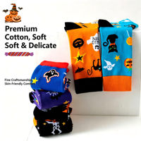 Chaussettes en coton jacquard à thème Halloween 200N, chaussettes mi-mollet avec motifs citrouille, crâne, fantôme, chat noir, chauve-souris, squelette, sorcière, chaussettes de fête pour hommes