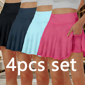 Oferta en Temu: Paquete de 4 faldas deportivas para mujer, de cintura alta, ligeras, con bolsillos, para deporte, entrenamiento y uso diario. - Product Image 6