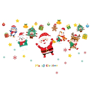 Christmas Static Cling <b>Window</b> Decals Santa Claus Snowflakes and Elves Design for Holiday Party Home Office Decor - Product Image 5