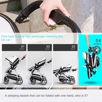 Poussette Bébé Professionnelle en Alliage d'Aluminium et Cuir PU, 0-3 Ans, Légère, Pliable, Vue Haute, Absorption des Chocs 3D, Spacieuse