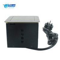 Prise universelle industrielle standard en alliage d'aluminium dissimulée IP44 10A, prise de table pour hôpital avec câble intégré et 2 ports USB, design encastrable pour bureau