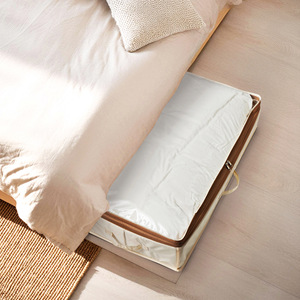 Double Layer Compression <b>Storage</b> <b>Box</b> Rectangle <b>Beige</b> Black Foldable With Lid Dustproof Clothing Organizer Bedroom Use - Product Image 1