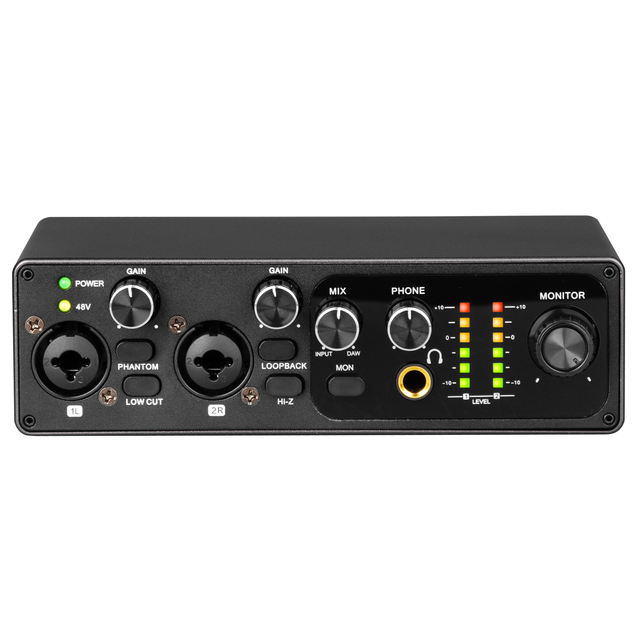 Xtuga MU202 Computer Two-Way Recording USB Audio Interface 24-Bit 192kHz Noise Cancelling Studio Recording Musical Instrument
