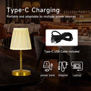 Lámpara de mesa LED de lujo inalámbrica personalizable con pantalla de tela recargable con control táctil en tela para <span class=keywords><strong>restaurante</strong></span> - Product Image 5