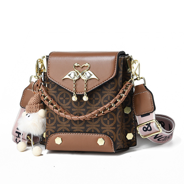Luxury Small Square Mobile Phone Bag Cute Mini Retro Ribbon Shoulder Crossbody Bags Matte Polyester Lining Presbyopia