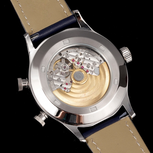 Relojes de Lujo para Hombre, 37.5 mm, Caja de Metal Color Oro Blanco, Esfera Azul, Estilo Piloto, Hora de Viaje <span class=keywords><strong>GMT</strong></span> 7234, Reloj Mecánico Automático - Product Image 6