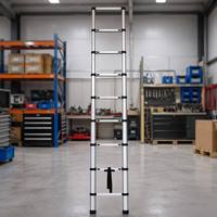 Échelle télescopique en aluminium à 9 marches, portée de 261 cm/8,56 pi, conception robuste avec verrouillage de sécurité, pliable pour usage domestique et commercial