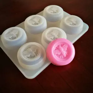 硅胶蜂巢肥皂模具圆形6腔每单元2盎司硅模具，用于烘焙蛋糕，肥皂，乳液棒，浴弹，树脂
